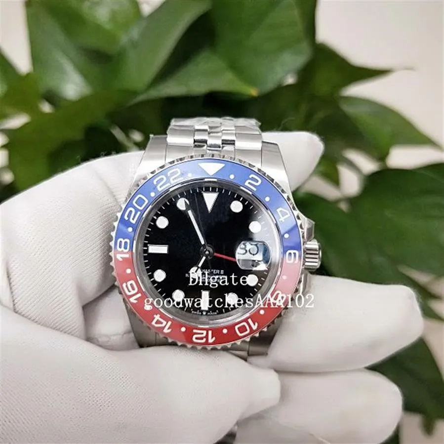 -Pludzkie BP 2813 Ruch 126710 z czerwoną i niebieską ceramiczną ceramiczną 24-godzinną ramką 40 mm Black Dial Automatyczna męska zegarek 216b