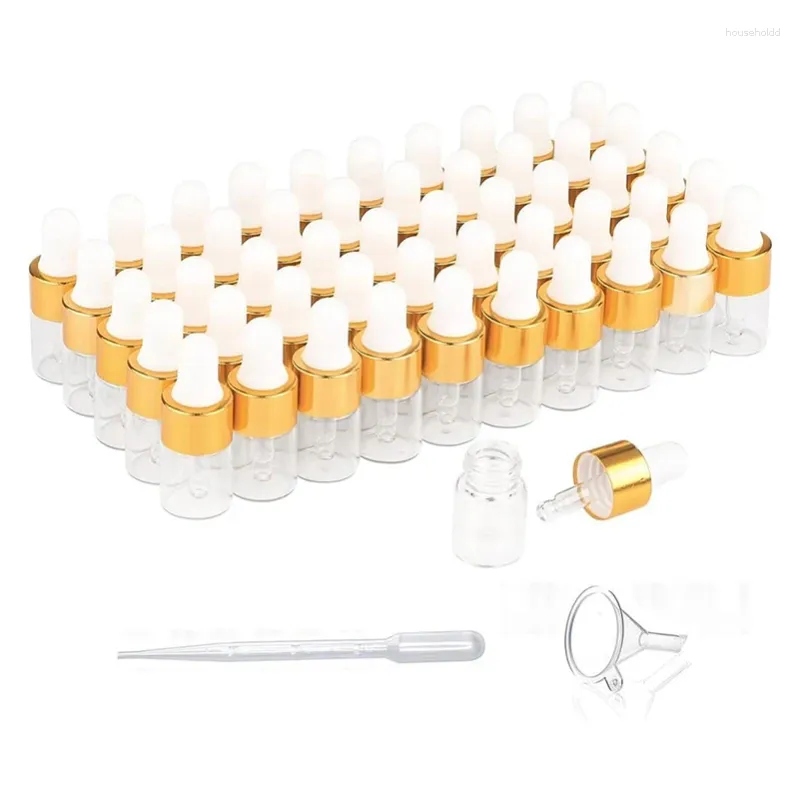 Frascos de armazenamento 20pcs/30pcs/50pcs frasco de perfume de vidro vazio 2ml refil conta-gotas frascos de óleo essencial com pipeta para aromaterapia