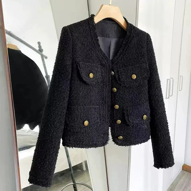 Stylish Black Tweed Short Tweed Coat Womens Retro Collection Stylish Black Tweed Short Tweed Coat Womens Retro Collection