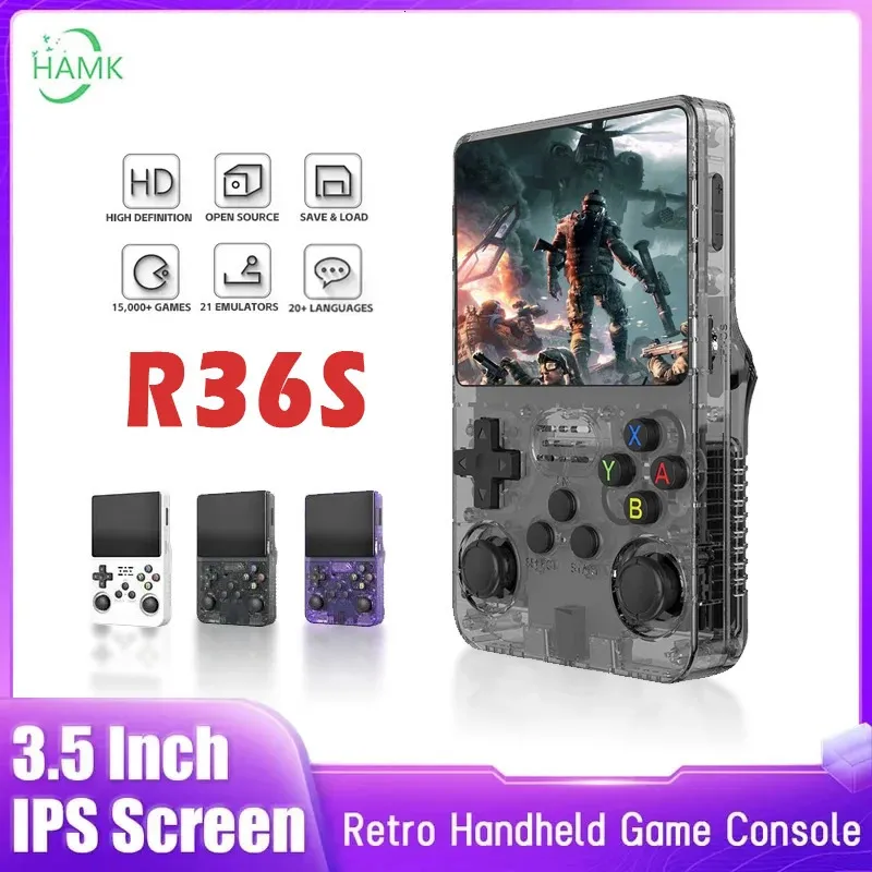 R36S Portable Game Console Open Source Linux System 3.5-tums IPS-skärm Retro Portable Hand-Held Video Player 64 GB Games 240124