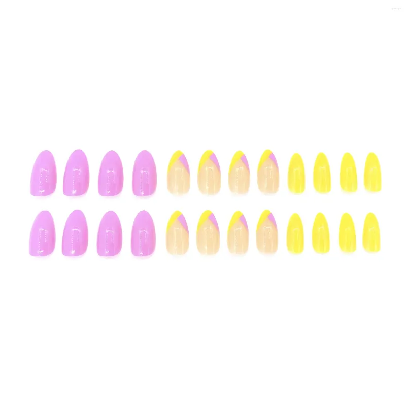 Faux ongles double couleur rose jaune faux épaisseur modérée confortable à porter pour les ongles professionnels