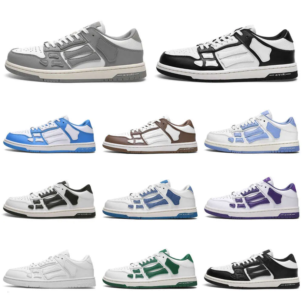 Designer Homens Tênis Atlético Sapatos Skelet Bones Runner Mulheres Preto Branco Azul Verde Sapatos Esportivos Skel Top Baixo Sapatos Casuais Couro Genuíno AMIRl Trainer Sneakers S9