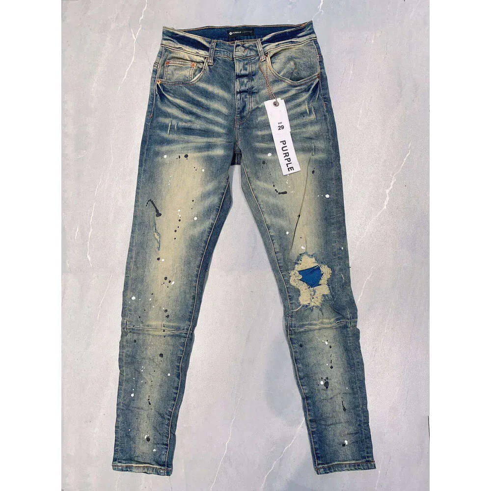 بنطلون جينز جينز الأرجواني للرجال السراويل الضيقة الجينز الجينز الفضفاض