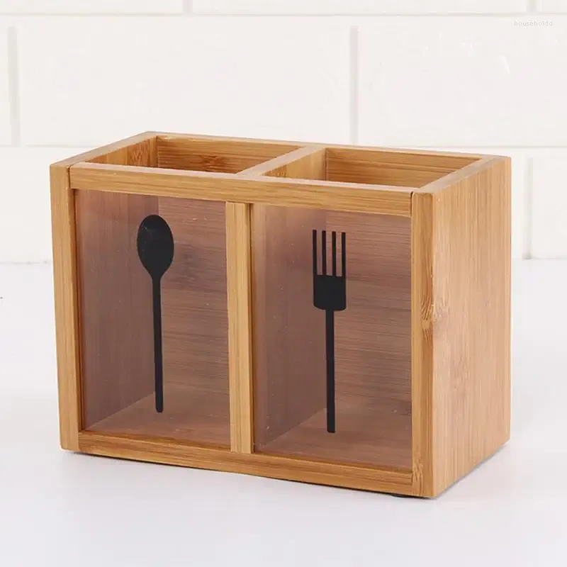 Kitchen Storage Rack Wood Drying Chopsticks Cage Spoon Fork Organizer Drain Tableware Holder Drainer Container