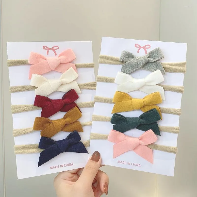 ヘアアクセサリー5pcs/set vaby girl chide chide chide bows babns headband Kids Elastic nylon Headwear生まれた幼児ヘッドギアターバンギフト生まれ