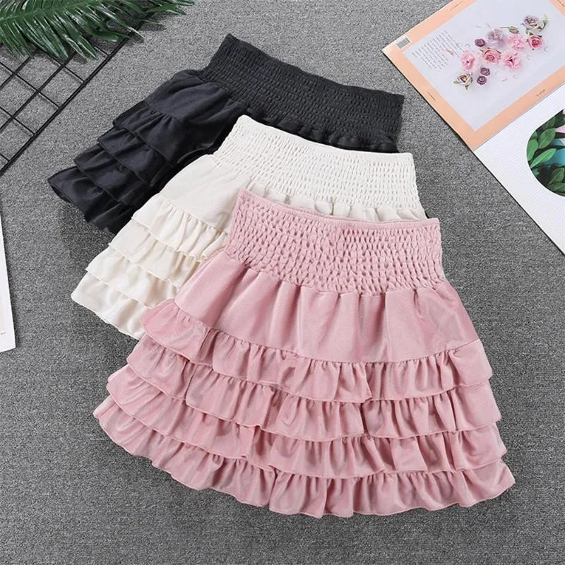 Skirts 2024 Spring Summer Slim Girl Mini Skirt VD4384 Sexy Black Pink Apricot Cake Short Cute Ruffles