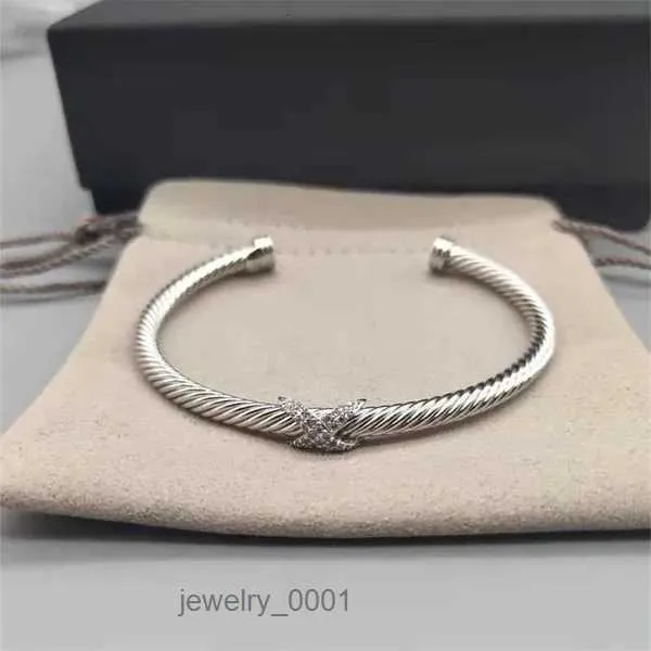 Bangle womens friendship love designer bracelet cuff gift silver 18k Gold X fish hook Channel Setting Sterling Silver jewelry woman cable bracelets bijoux 6IID