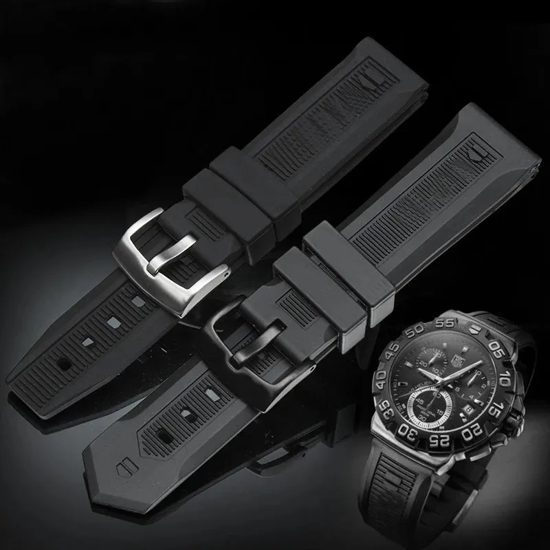 20mm 22mm Luxe Heren Zwart Natuur Horlogeband Siliconen Rubber Horloges Band Riem Voor TAG Band CARRER voor Heuer gesp DRIVE TIMER 240124