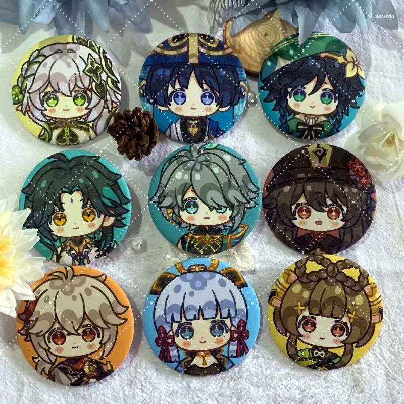 Brooches Game Impact Brooch Badge Kazuha Yae Miko Venti Hu Tao Xiao Cosplay Cute Flower Pin Accessories For Backpack Gifts