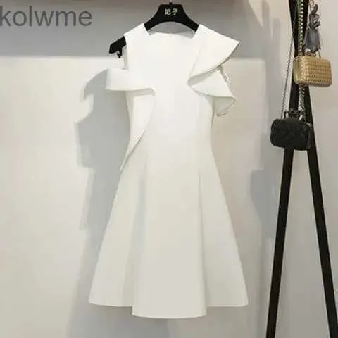 Grundläggande avslappnade klänningar Faymusty Chic Summer New 2022 Korean Fashion Lady Elegant White Sleeveless Dress Womens i ett stycke Hårklänningar Vestido Feminino YQ240201