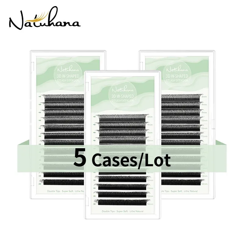Natuhana 5 casos/lote extensão de cílios em forma de w 3d volume pré-fabricado cílios em estilo w cílios falsos volume de vison maquiagem natural 240123