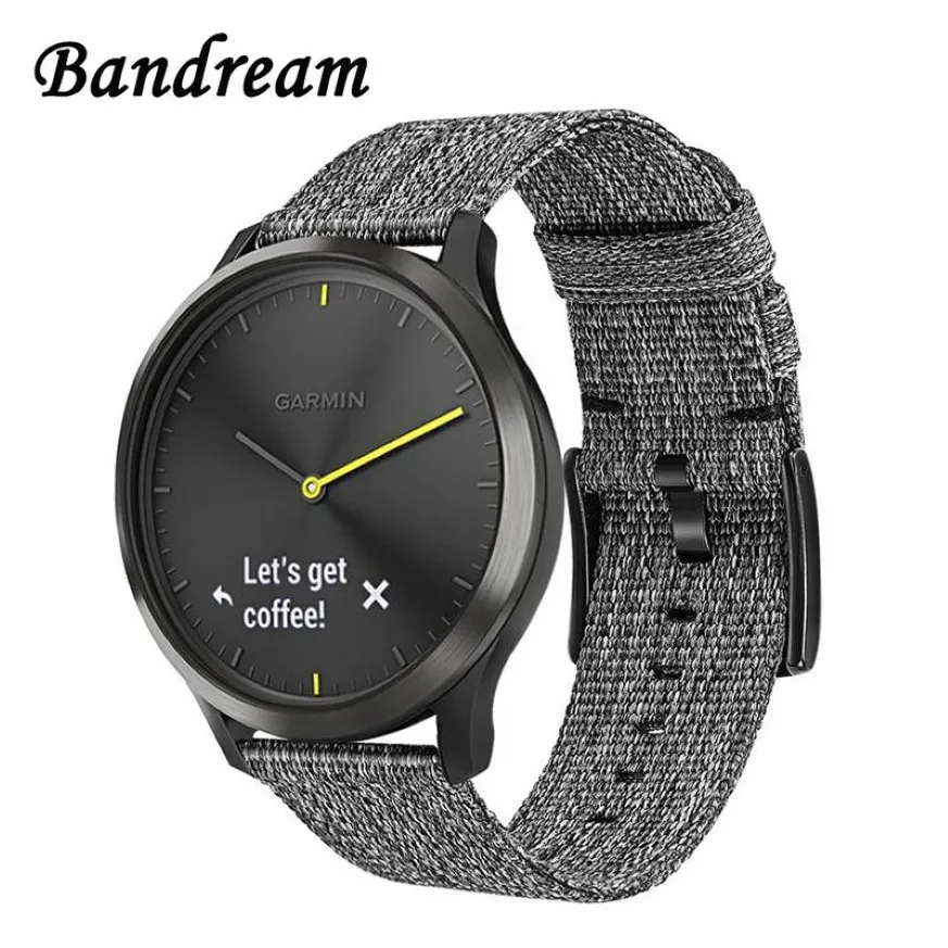 Canvas Nylon Watchband för Garmin VivoActive 4 4S Venu Luxe Style Vivomove 3 3S HR Quick Release Strap Watch Band289l