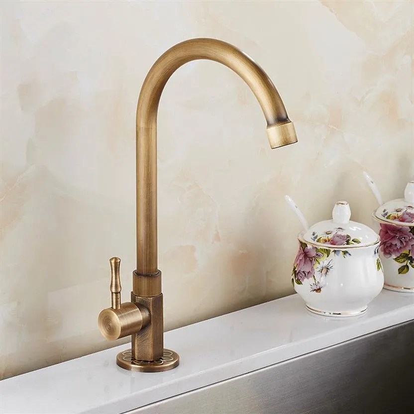 High Quality Brass Classic Gooseneck Single Lever 1-Hole Kitchen Sink Faucet Mixer Tap Bronze Brushed Finish268v