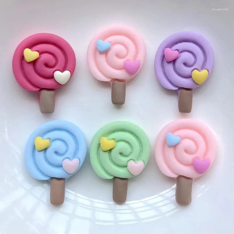 Hobbygereedschappen 10 stuks Kleur Liefde Lollipop Plaksteen Hars DIY Producten Kinderhoofddeksels Haaraccessoires Mobiele Telefoon Shell Patch Sieraden