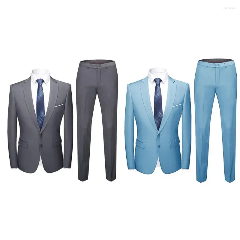 Costumes pour hommes costume de marié Super doux coupe ajustée mâle minceur couleur Pure Blazer pantalon poches