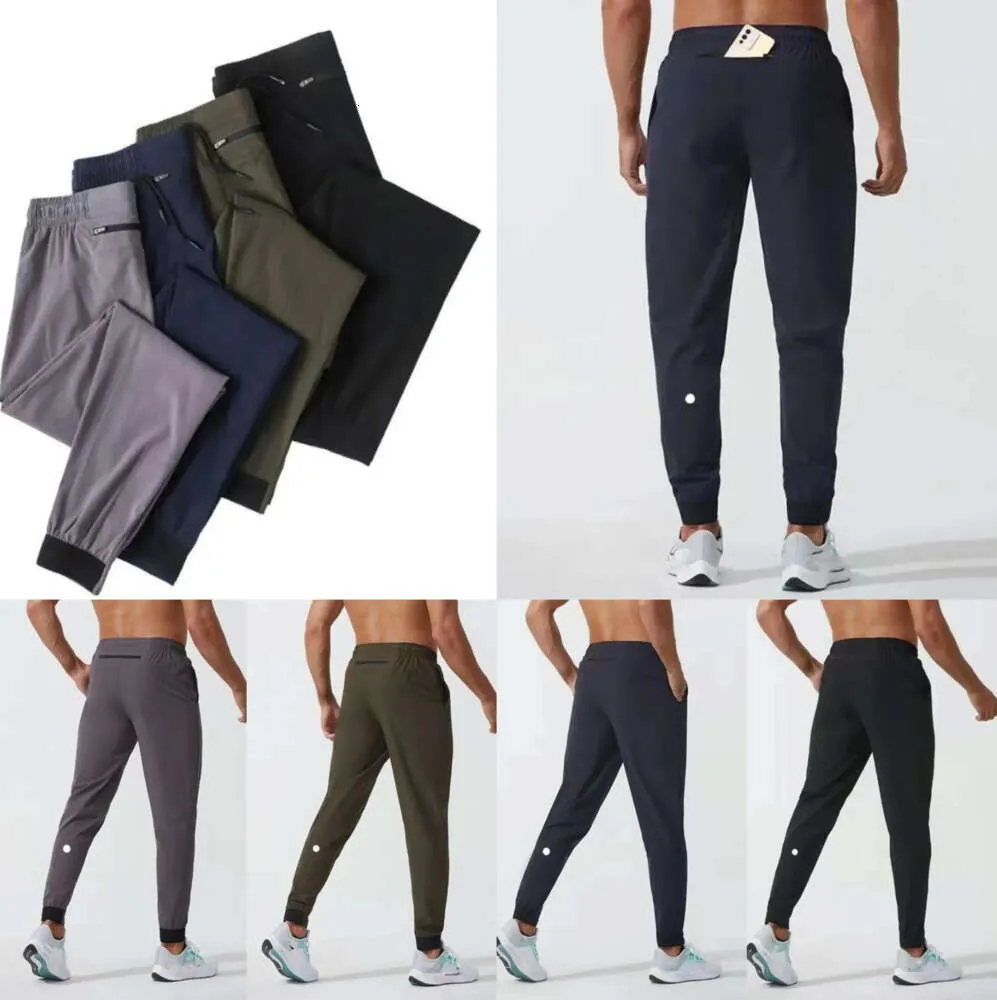 Lu Womens LL Mens Jogger Long Paints Sport Yoga Outfitクイックドライドローストリングジムポケットスウェットパンツカジュアルエラスティックウエストフィットネスデザイナーパンツメンズ