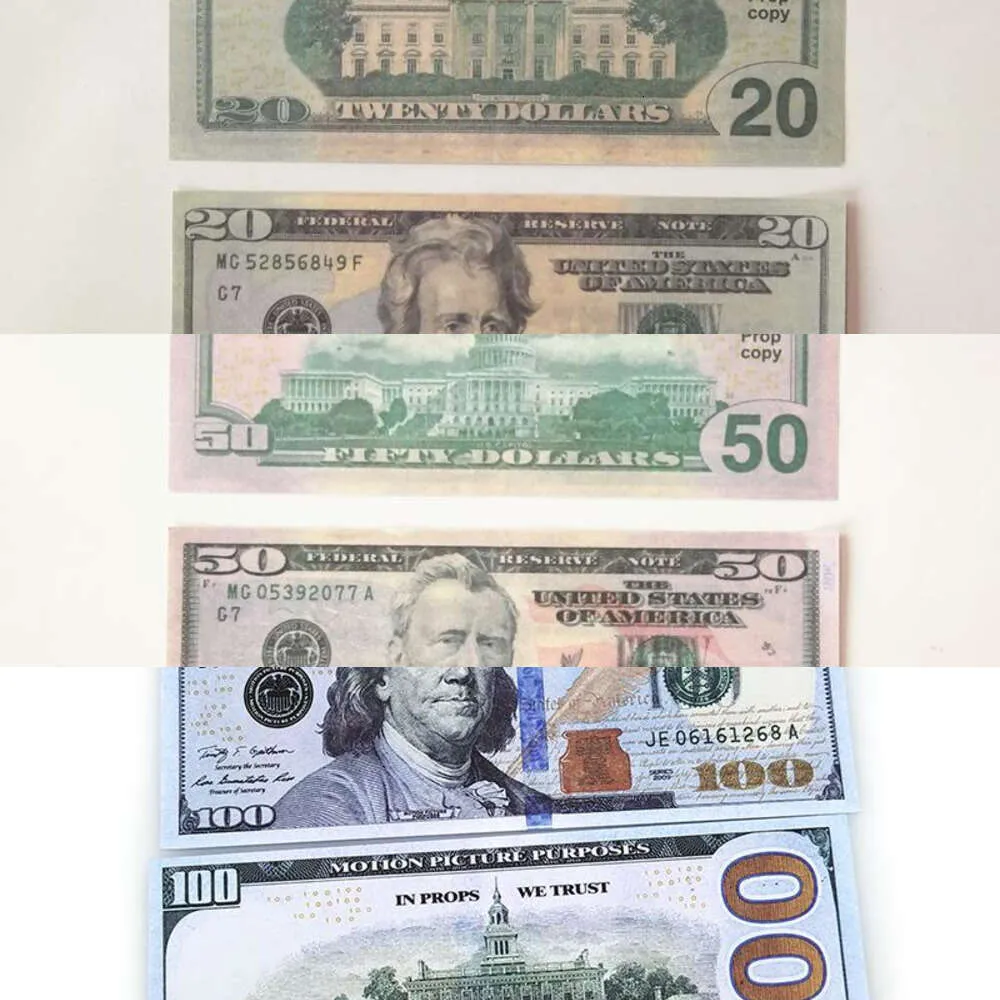 New Fake Money Banknote Party 10 20 50 100 200 US Dollar Euros Realistic Toy Bar Props Copy Currency Movie Money Faux-billets 100 PCS/Pack 930UR55ZQYJ