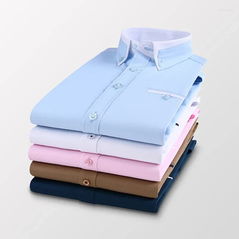 Camisas casuales para hombres Camisa de manga larga para hombres Negocios Coreano Smart Slim Turn Down Collar de gran tamaño para hombres Ropa