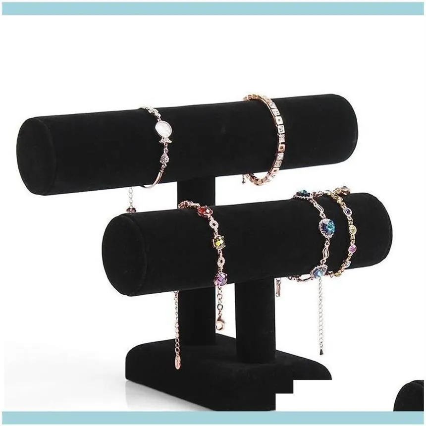 Banner Stand Jewelry Stand Stand Task 2 Layer Veet Bracelet Displace Display Hote Hote T-Bar Multi-Style اختياري WFXXF DR199P