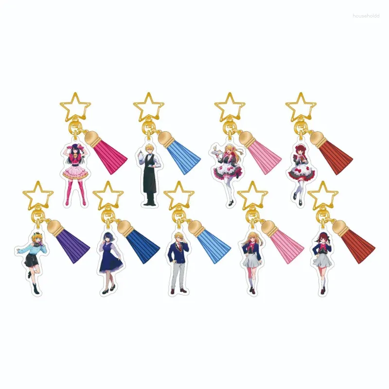 Sleutelhangers Anime Sleutelhanger Vrouwen OSHI GEEN KO Sleutelhanger Voor Mannen Hoshino Ai Ring Acryl Sleutelhanger Kwastje Hanger Sterren Gesp meisjes Gift