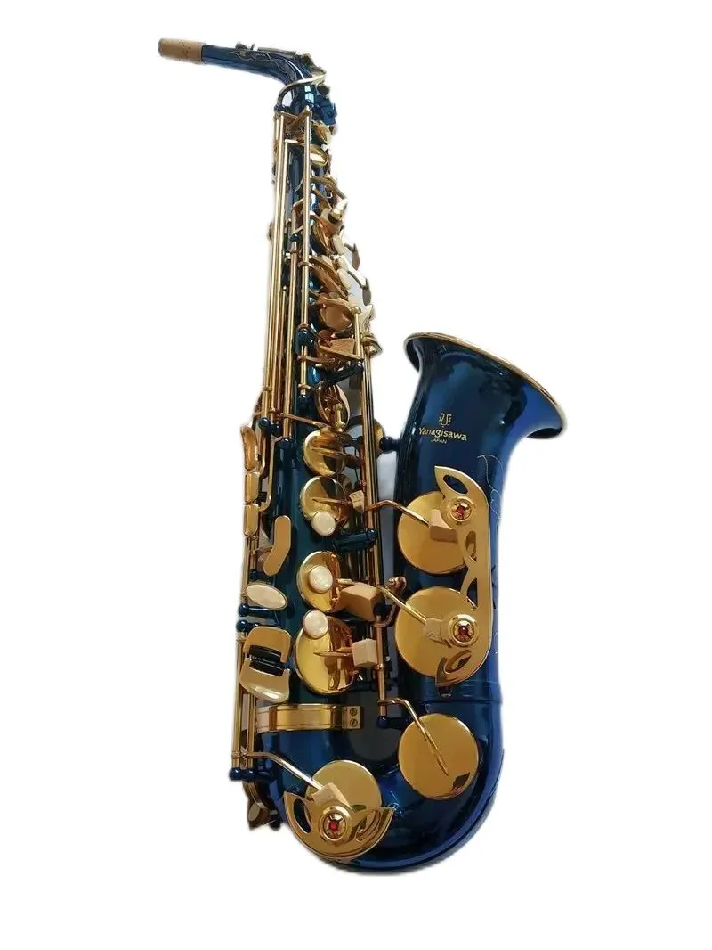 Real Shot Japan Yanagis Brand New Alto Saxophone A-W02 Blue Gold Key Super Professional High Quality Sax Mouthpiece Tillbehör Leverans