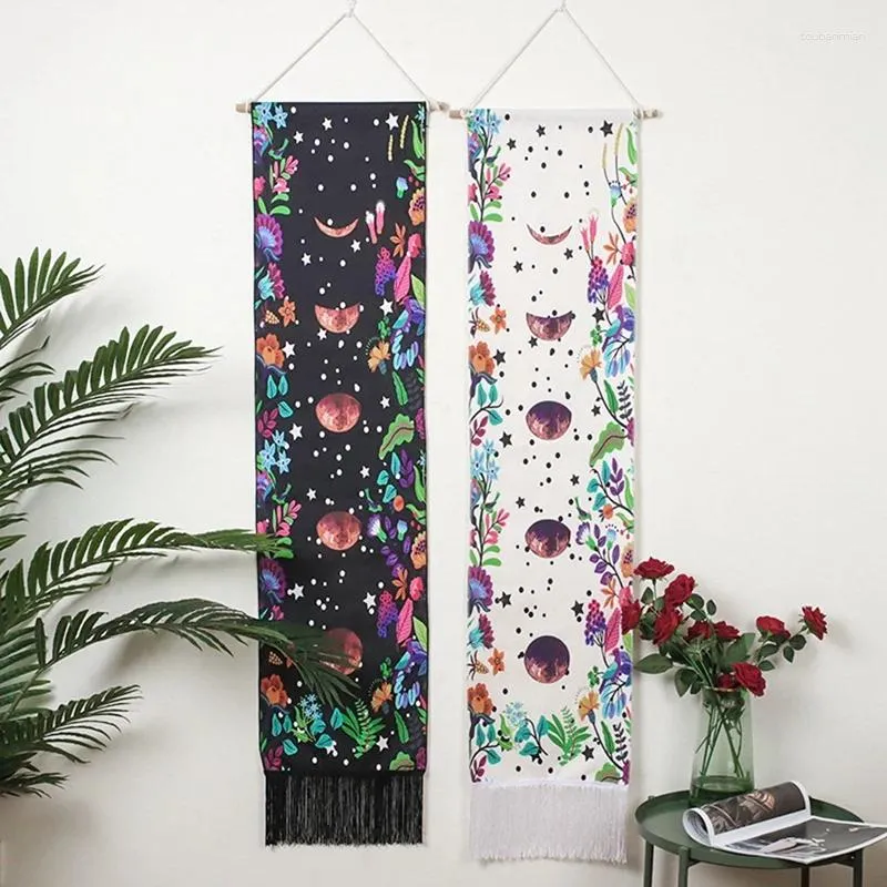 Tapestries 2PCS Sun Moon Phases Flowers Tapestry For Home Decor R Eclipse Changing Phase Wall Hanging Decoration