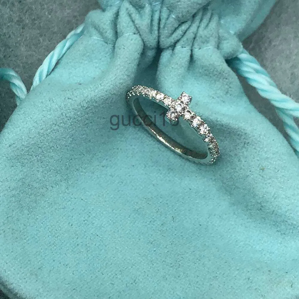 S925 Schmuck t Sterling Ringe Silber Ring Einfach Stilvoll Vielseitig Personalisiertes Roségold Band Diamant Handstück H1WH