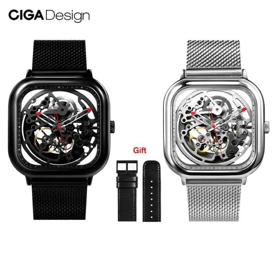 Original Xiaomi YouPin Ciga Design Watch Automatic Hollowing Mechanical Watch Male Square Mechanical Watches CYX-C7 3002455316X