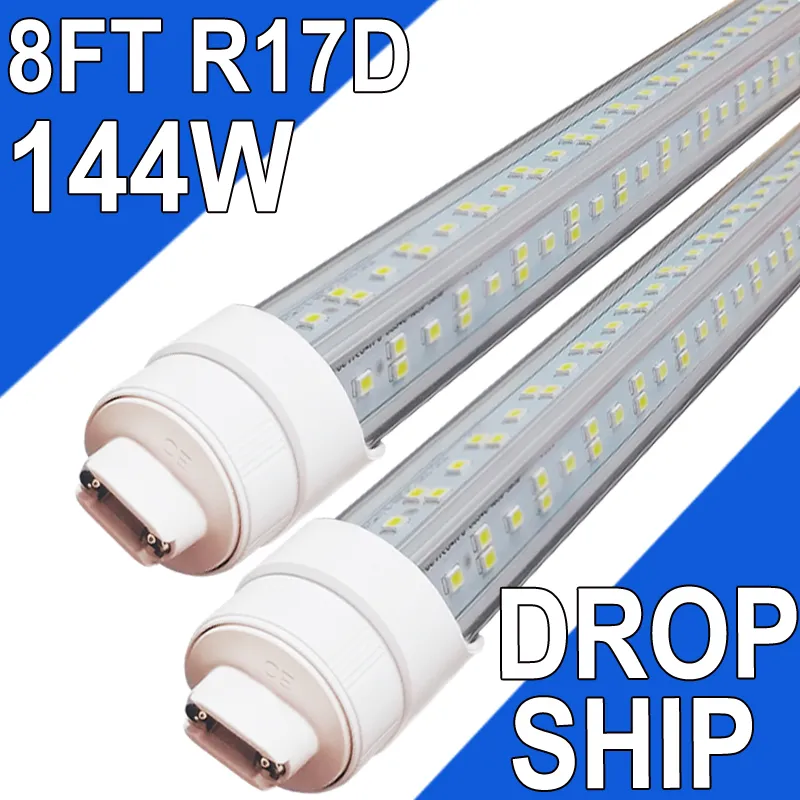 R17D LED Bulb Light 8FT, V Shaped, 144 Watts T8 LED Tubes, Clean Cover,18000LM Super Bright, 2 Pin Shop Light, 6500K, T8 T10 T12 Fluorescent Light Replacement Barn usastock