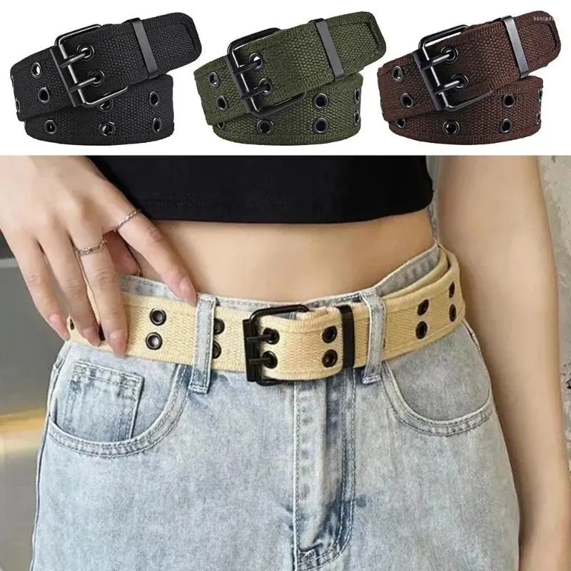 Belts Fashion Casual Vintage Female Double Pin Buckle Waistband Ladies Dress Strap Nylon Braided Belt Weave Waist Band