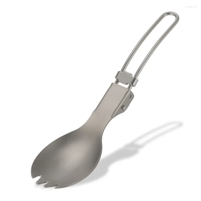 Ensembles de vaisselle multifonction titane pliant Spork maison Camping cuillère léger dîner en plein air couverts pour voyage sac à dos