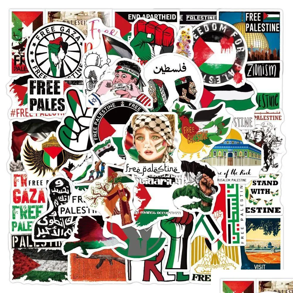 Bilklistermärken 50st Palestine Palestinians iti för DIY Lage Laptop skateboard Motorcykelcykel Drop Delivery Mobiles Motorcyklar Ex DHG38