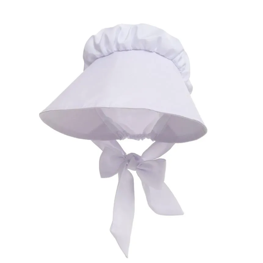 Femmes Adulte Coton Bonnet Chapeau Costumes Victorien Soleil Pionnier Colonial pèlerin prairie Surdimensionné Blanc Noir Vintage Maid Cosplay H247B