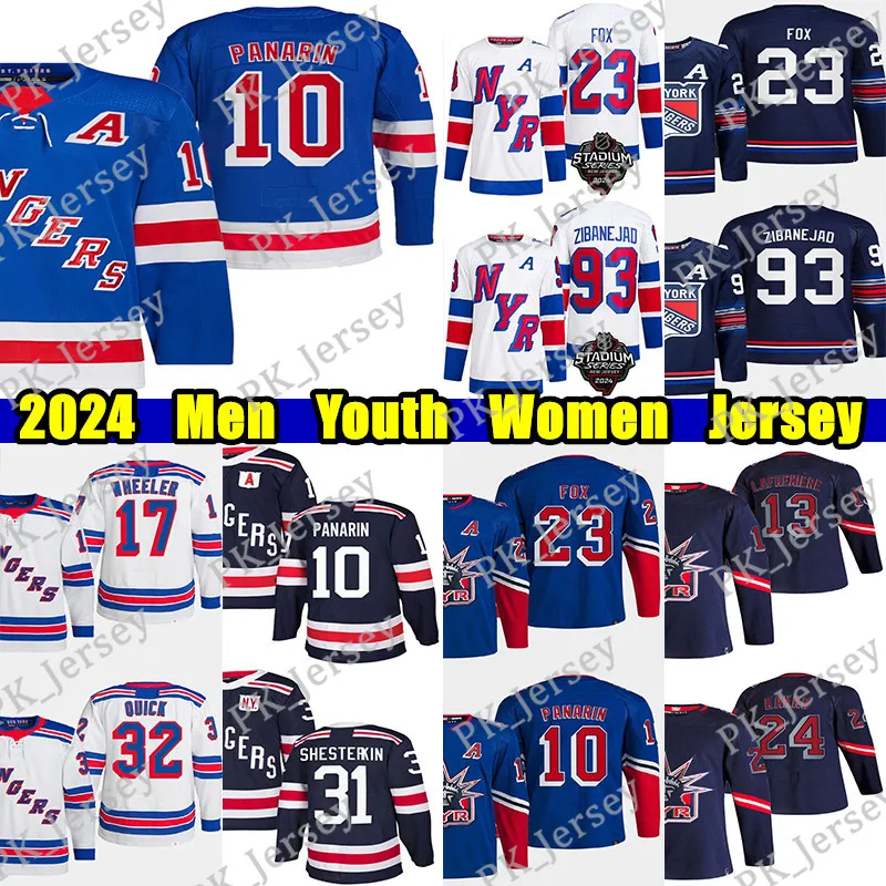 #23 Adam Fox Reverse Retro hockeytrui #10 Artemi Panarin Igor Shesterkin Jacob Trouba Matt Rempe Vincent Trocheck Quick Chris Kreider Mika Zibanejad truien