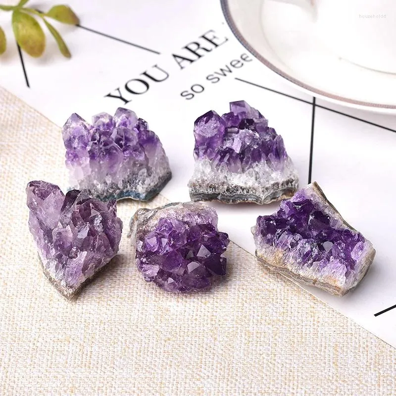 Decorative Figurines 1pcs Natural Amethyst Crystal Cluster Quartz Raw Crystals Healing Stone Purple Feng Shui Ore Mineral Home Decoration