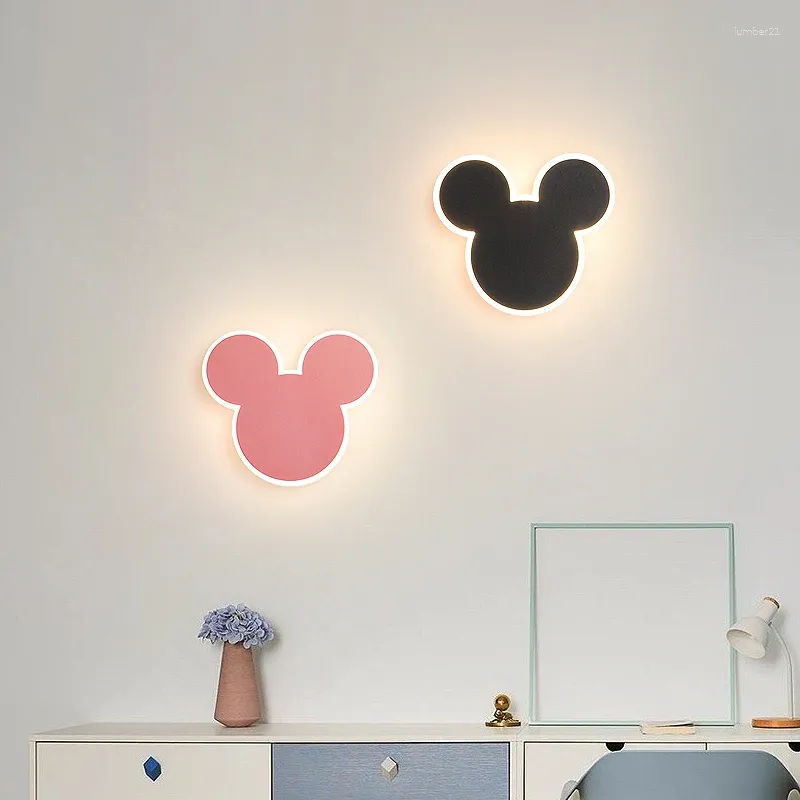 Applique murale noire rose pour chambre d'enfant, luminaire décoratif en fer, Art pour enfants