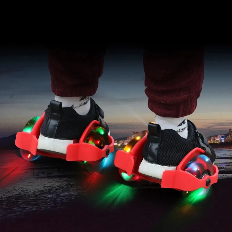 어린이 휠 힐러 롤러 스케이트 신발 LED 플래시 가벼운 조절 식 바퀴 스포츠 화려한 작은 회오리 바람 풀리 스트랩 IA32 240131