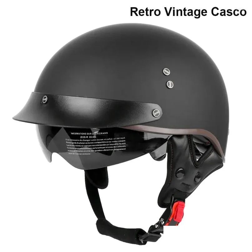 Casques de moto Scooter Biker Moto Racing Casque d'équitation Ouvert Face Hiver Chaud Moto Uni Rétro Vintage Casco Drop Livraison Autom Ot5M6