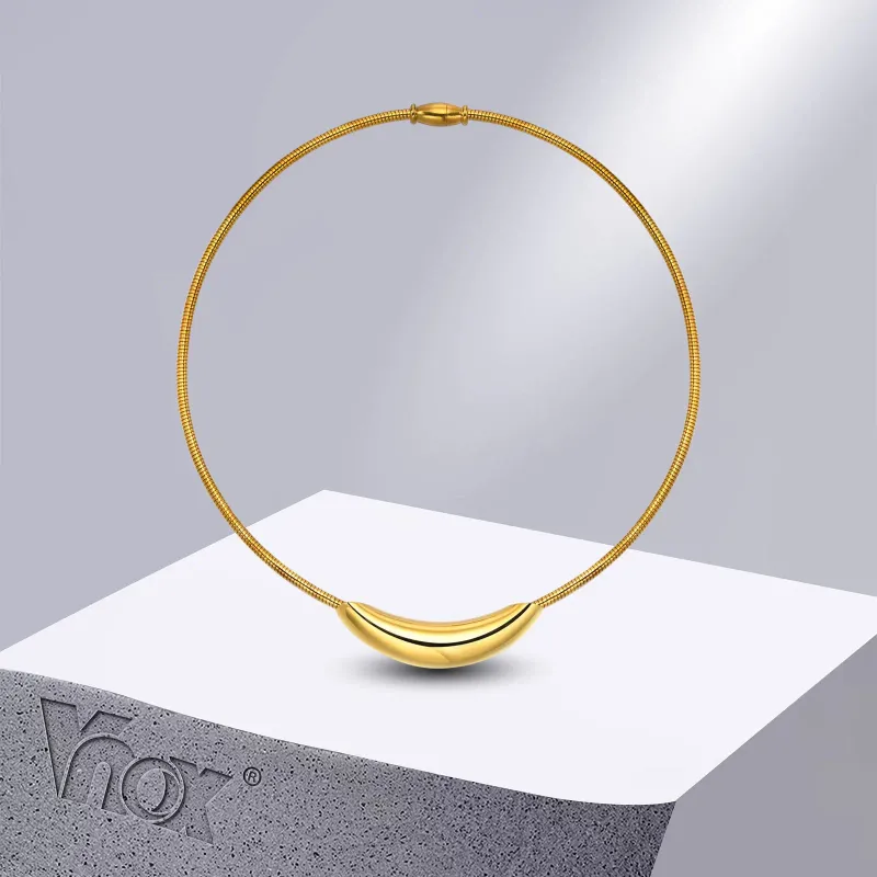 Vnox – colliers ras du cou en acier inoxydable pour femmes, chaîne de couleur or, hypoallergénique, cadeau de fête d'anniversaire et de noël