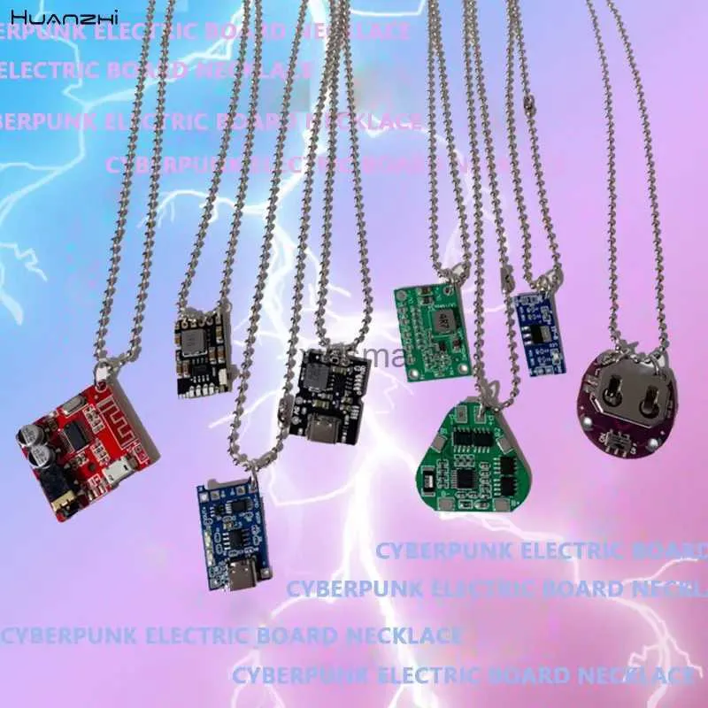 Chokers personlighet överdriver hiphop punk cyberpunk elektrisk bräd hänge halsband för kvinnor män y2k smycken huanzhi 2022 ny heta yq240201