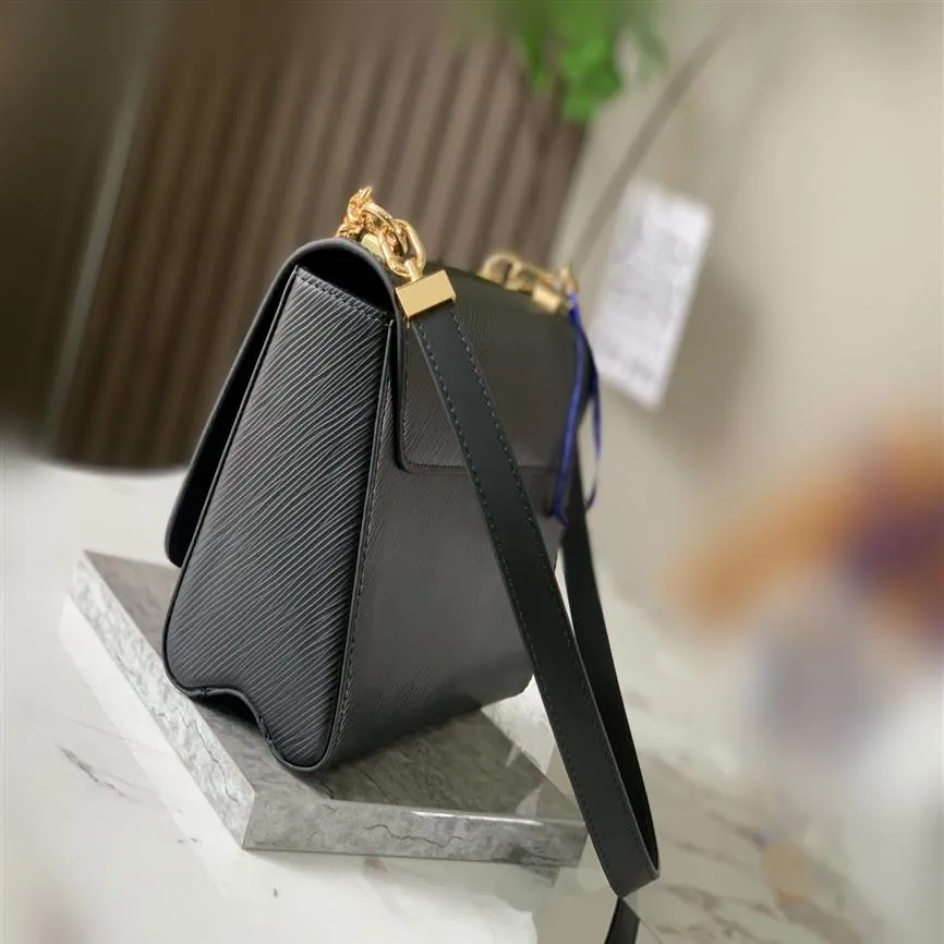 عالي الجودة حقيبة سوداء MM Women Crossbody حقيقية EPI الجلدية مع قفل وسلسلة الزهور مقبض M59402 مصمم GOL219M