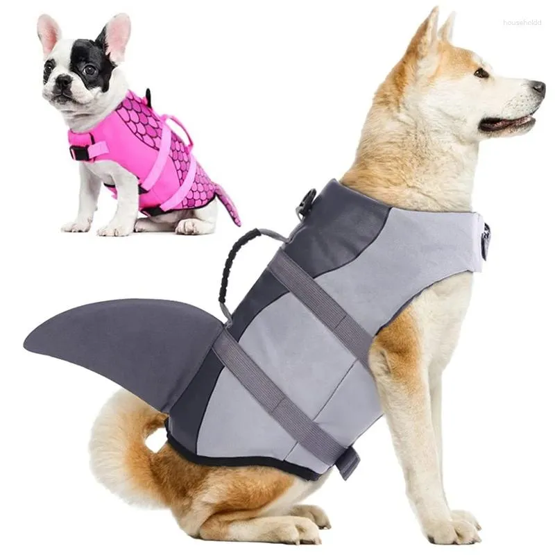 Vêtements pour chiens Gilet de sauvetage en forme de requin Gilets Ripstop Lifesaver avec poignée de sauvetage Maillot de bain de sécurité pour animaux de compagnie pour piscine natation plage navigation de plaisance