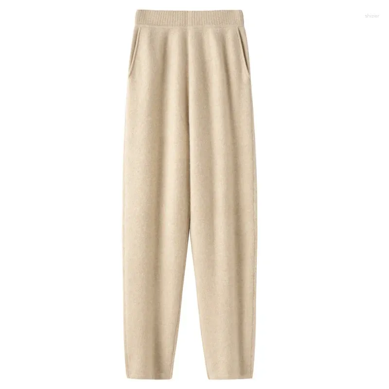 Pantalon femme effet drapé grand-mère taille haute Harem radis pantalon cachemire Simple laine vêtements d'extérieur épais