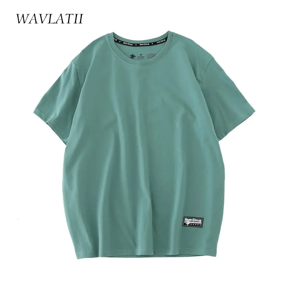 WAVLATII Frauen 100% Baumwolle T-shirts Weibliche Grüne Mode Übergroßen Streetwear Kurzarm T-shirts Tops für Sommer WT2201 240125