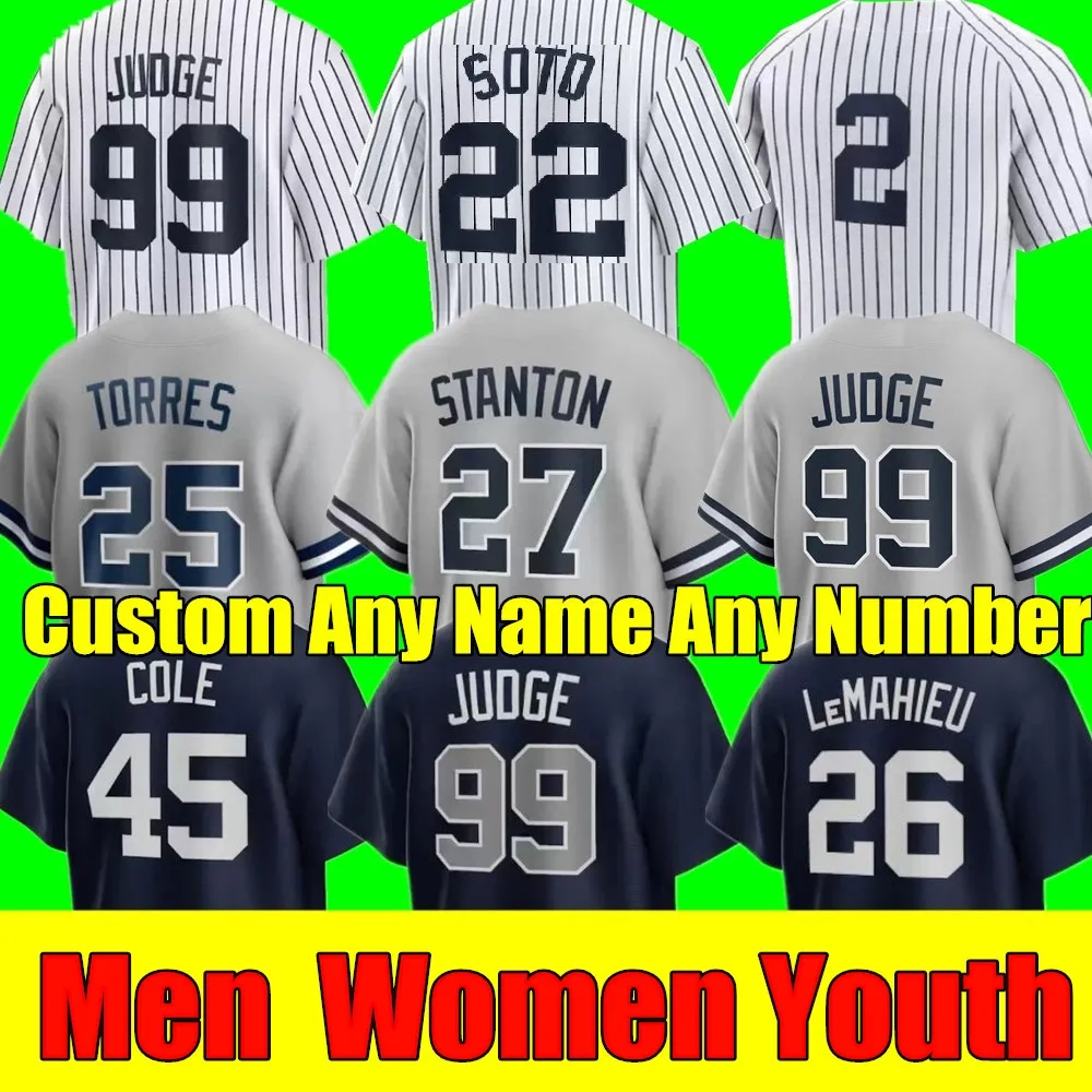 2024 S-4XL Custom Aaron Judge 22 Juan Soto Jersey Anthony Volpe Anthony Rizzo Nestor Cortes Jr. Giancarlo Stanton Aaron Yankees Gallo Torres Gerrit Cole Men Women Youth