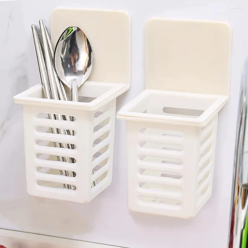 Kitchen Storage Plastic Chopsticks Holder Wall Hanging Cutlery Drainage Basket Box Tableware Spoon Drain