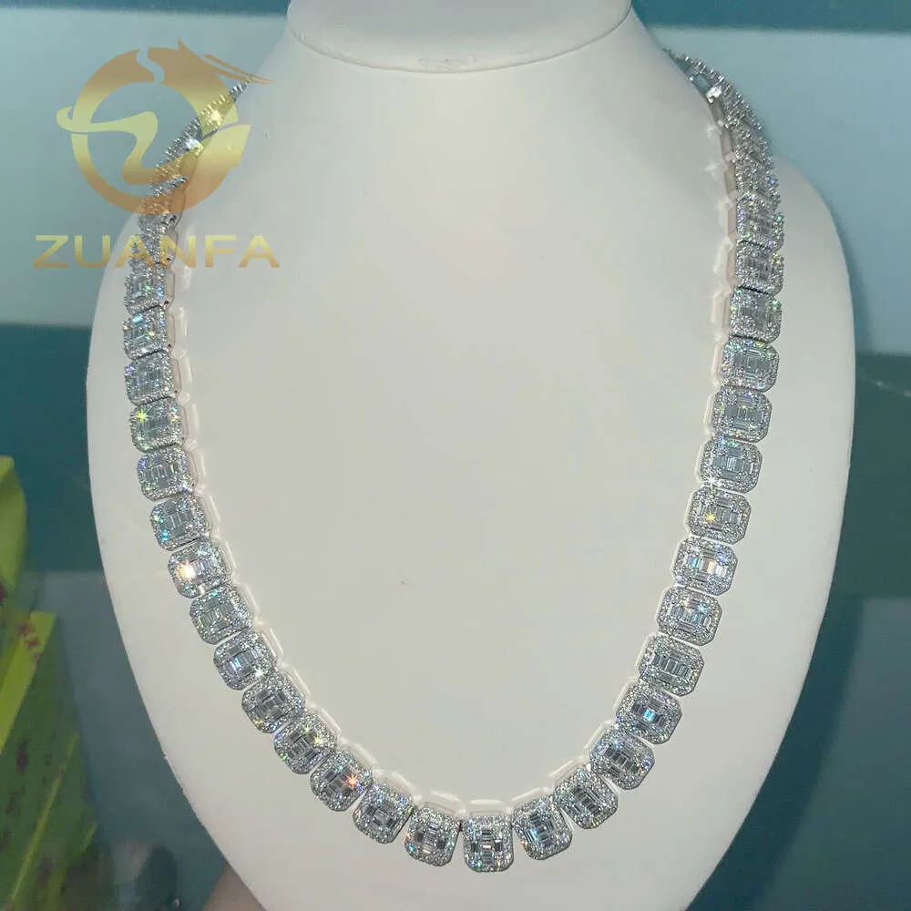 Bijoux de rappeur à la mode, collier de Tennis en diamant Moissanite de 13mm, argent 925, dos solide glacé, bijoux Hip Hop, chaîne