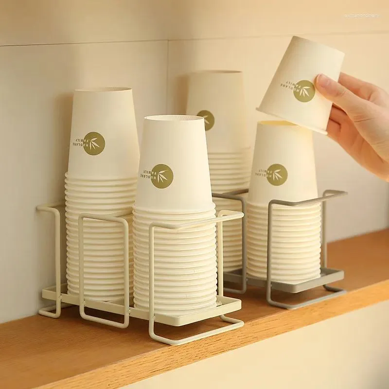 Portaoggetti da cucina Portabicchieri di carta semplice giapponese Raccoglitore usa e getta Scaffale in ferro Ufficio domestico con caffè e tè