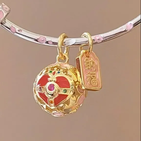 Beads 925 Sterling Silver Anime Sailor Moon Sakura Ball omamor Charm Bead For Bracelet Bangle DIY Jewelry Making Fans Collection