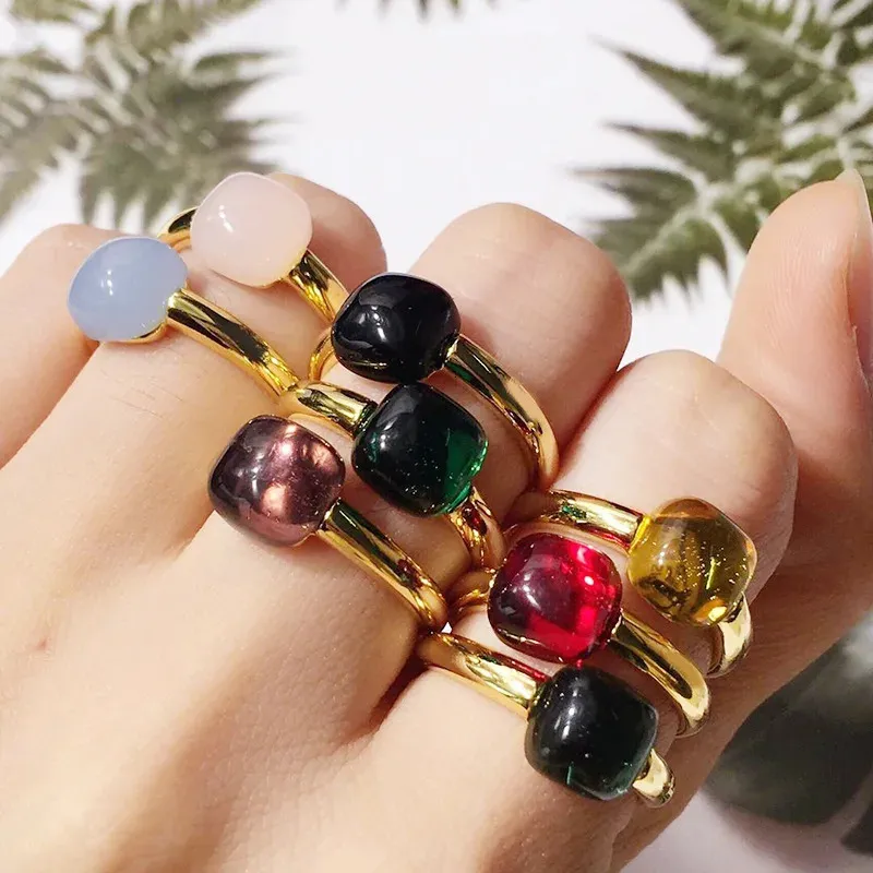 Klassiska vattendroppar Candy Style Ring 8 Color Real Crystal Drop Rings for Women Fashion JewelryDJ1153 240201